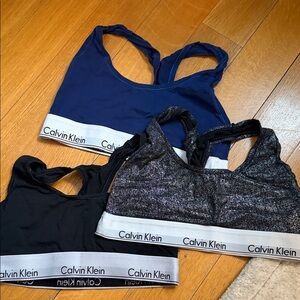 Calvin Klein Sports Bras Set - Blue, Black, Gray M